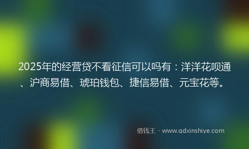 2025年的经营贷不看征信可以吗有：洋洋花呗通、沪商易借、琥珀钱包、捷信易借、元宝花等。