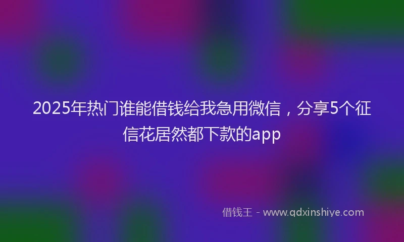 2025年热门谁能借钱给我急用微信，分享5个征信花居然都下款的app