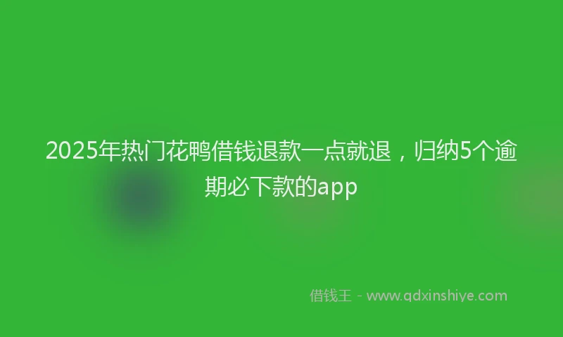 2025年热门花鸭借钱退款一点就退，归纳5个逾期必下款的app