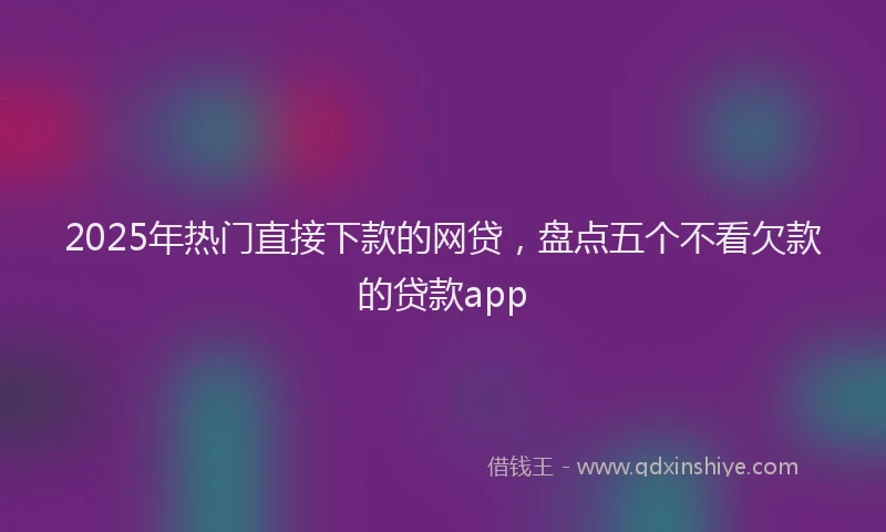2025年热门直接下款的网贷，盘点五个不看欠款的贷款app