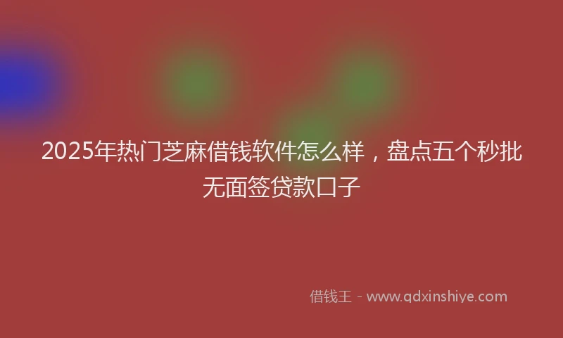 2025年热门芝麻借钱软件怎么样，盘点五个秒批无面签贷款口子