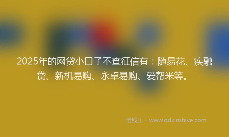 2025年的网贷小口子不查征信有：随易花、疾融贷、新机易购、永卓易购、爱帮米等。