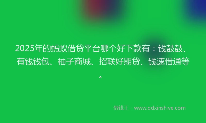 2025年的蚂蚁借贷平台哪个好下款有：钱鼓鼓、有钱钱包、柚子商城、招联好期贷、钱速借通等。