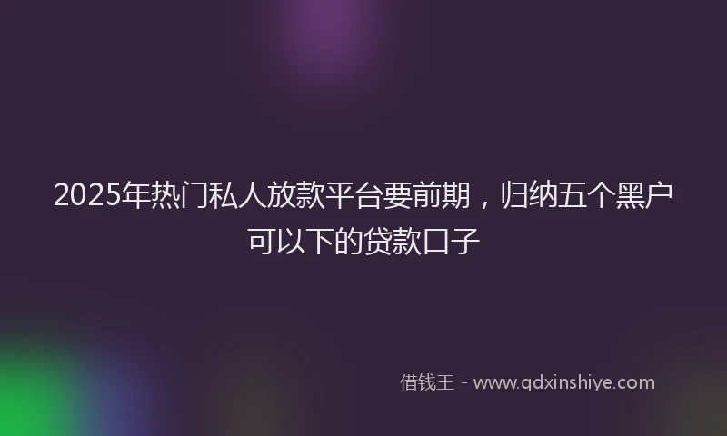 2025年热门私人放款平台要前期，归纳五个黑户可以下的贷款口子