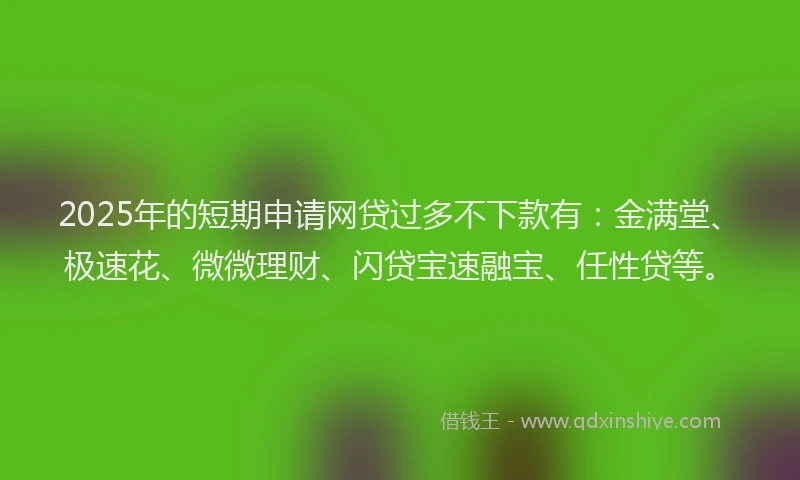 2025年的短期申请网贷过多不下款有：金满堂、极速花、微微理财、闪贷宝速融宝、任性贷等。