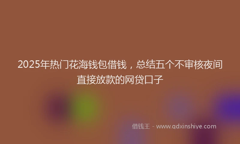 2025年热门花海钱包借钱，总结五个不审核夜间直接放款的网贷口子