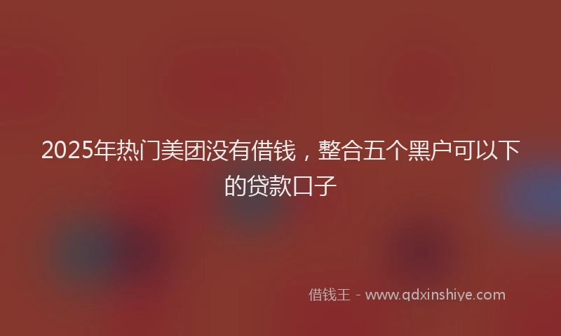 2025年热门美团没有借钱，整合五个黑户可以下的贷款口子