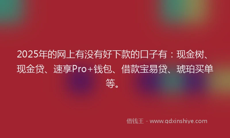 2025年的网上有没有好下款的口子有：现金树、现金贷、速享Pro+钱包、借款宝易贷、琥珀买单等。