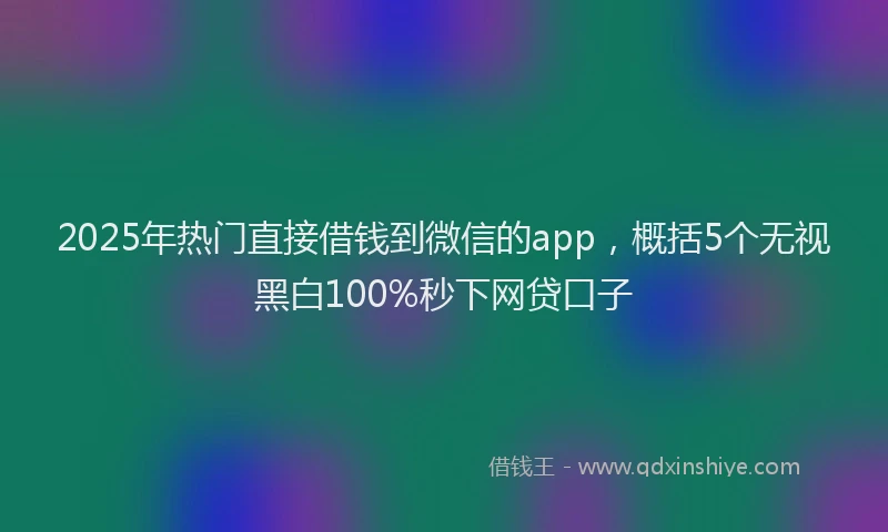 2025年热门直接借钱到微信的app，概括5个无视黑白100%秒下网贷口子