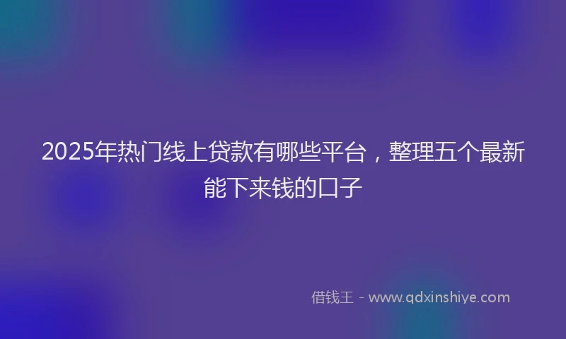 2025年热门线上贷款有哪些平台，整理五个最新能下来钱的口子