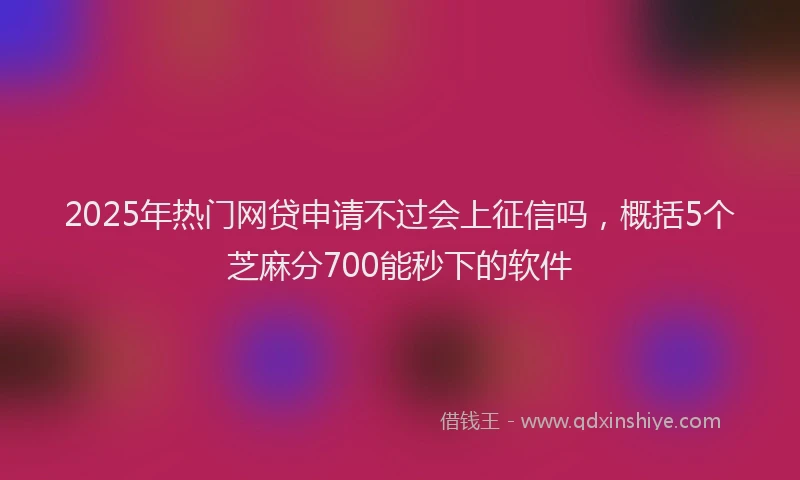 2025年热门网贷申请不过会上征信吗，概括5个芝麻分700能秒下的软件
