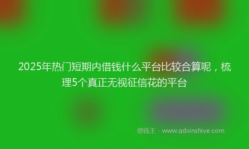 2025年热门短期内借钱什么平台比较合算呢，梳理5个真正无视征信花的平台