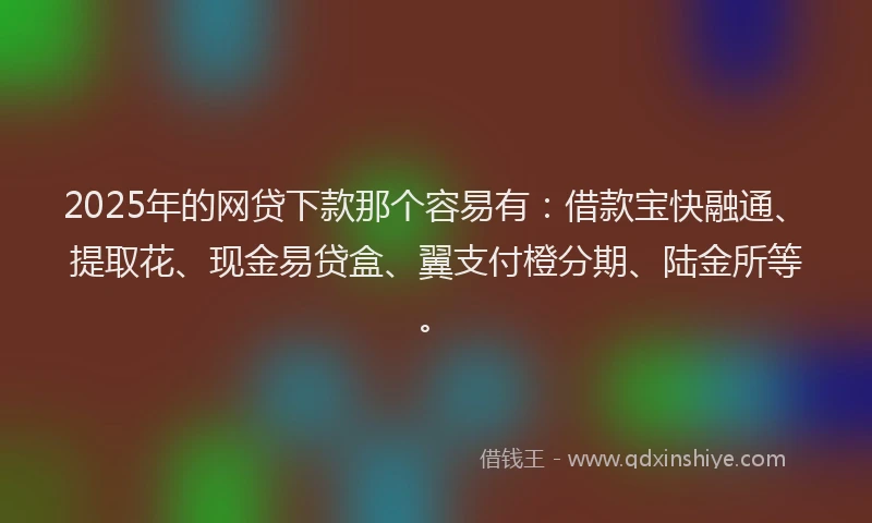 2025年的网贷下款那个容易有：借款宝快融通、提取花、现金易贷盒、翼支付橙分期、陆金所等。