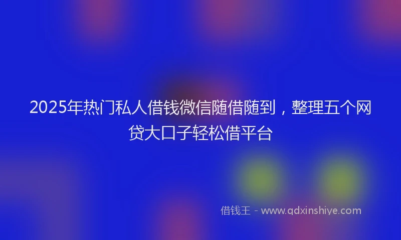 2025年热门私人借钱微信随借随到，整理五个网贷大口子轻松借平台