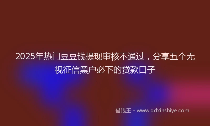 2025年热门豆豆钱提现审核不通过，分享五个无视征信黑户必下的贷款口子