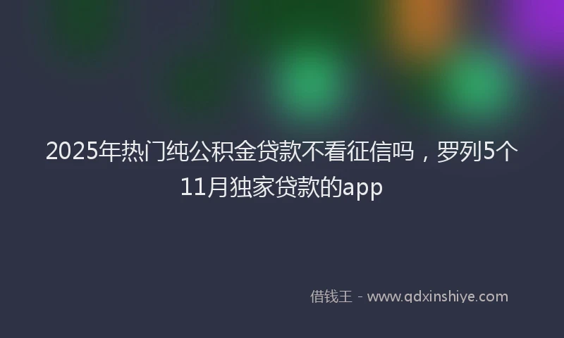 2025年热门纯公积金贷款不看征信吗，罗列5个11月独家贷款的app