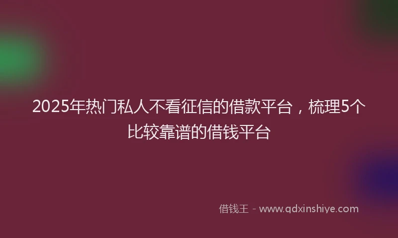 2025年热门私人不看征信的借款平台，梳理5个比较靠谱的借钱平台