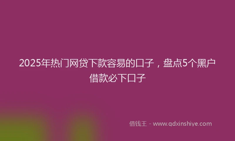 2025年热门网贷下款容易的口子，盘点5个黑户借款必下口子
