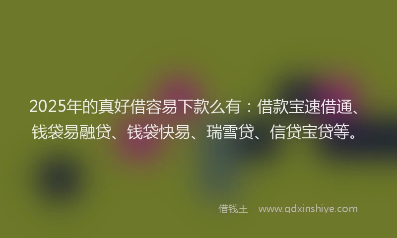 2025年的真好借容易下款么有：借款宝速借通、钱袋易融贷、钱袋快易、瑞雪贷、信贷宝贷等。