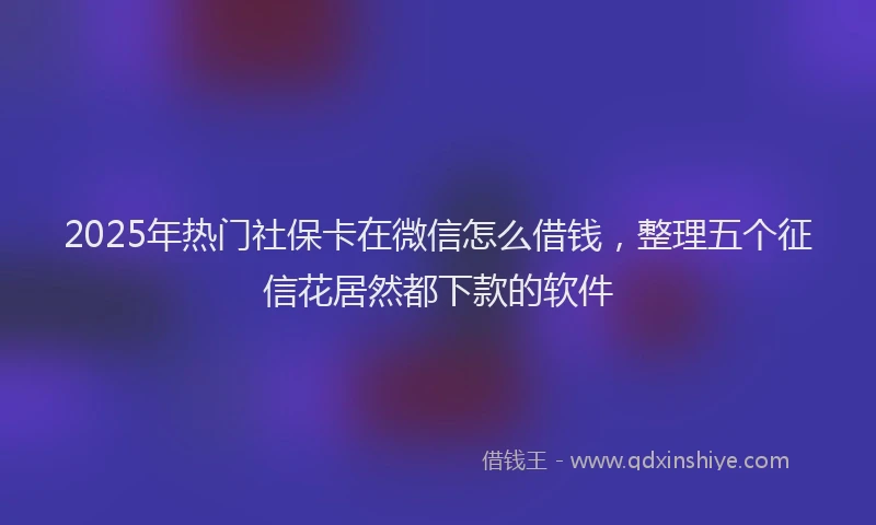 2025年热门社保卡在微信怎么借钱，整理五个征信花居然都下款的软件
