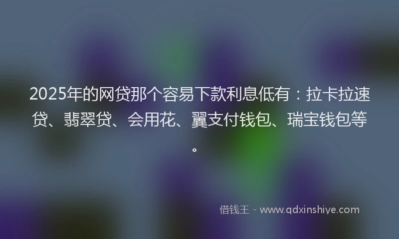 2025年的网贷那个容易下款利息低有：拉卡拉速贷、翡翠贷、会用花、翼支付钱包、瑞宝钱包等。