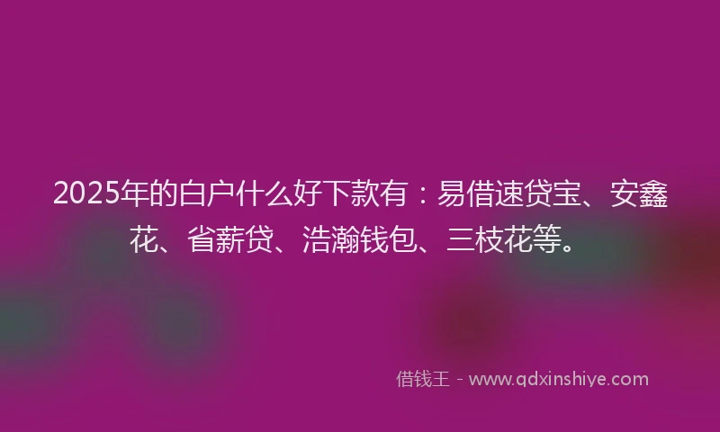 2025年的白户什么好下款有：易借速贷宝、安鑫花、省薪贷、浩瀚钱包、三枝花等。