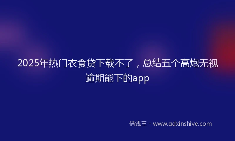 2025年热门衣食贷下载不了，总结五个高炮无视逾期能下的app