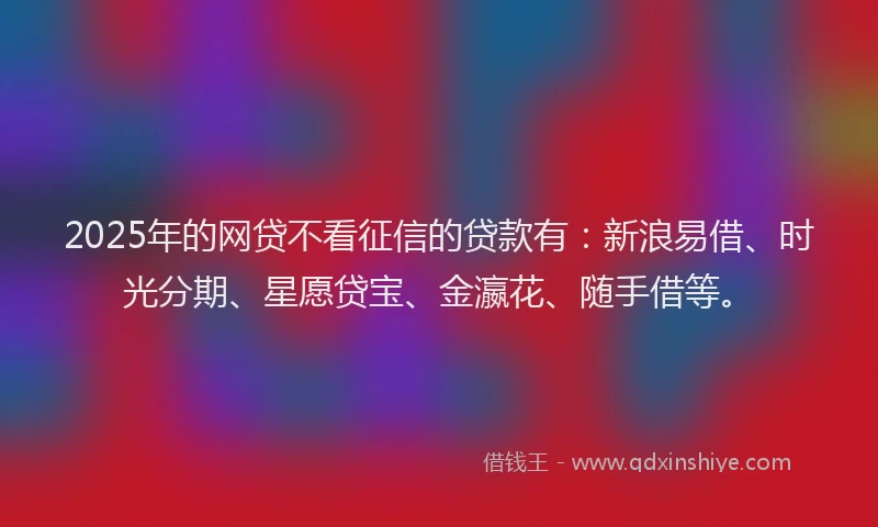 2025年的网贷不看征信的贷款有：新浪易借、时光分期、星愿贷宝、金瀛花、随手借等。