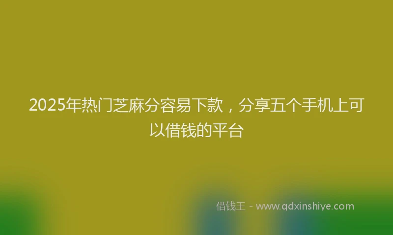 2025年热门芝麻分容易下款，分享五个手机上可以借钱的平台