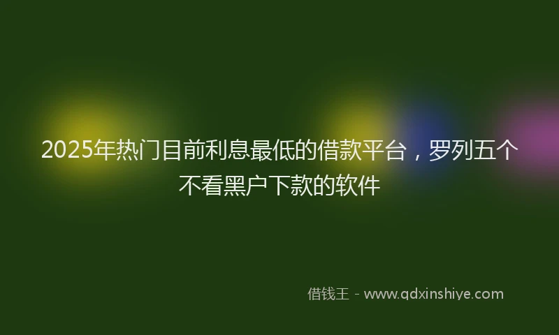 2025年热门目前利息最低的借款平台，罗列五个不看黑户下款的软件