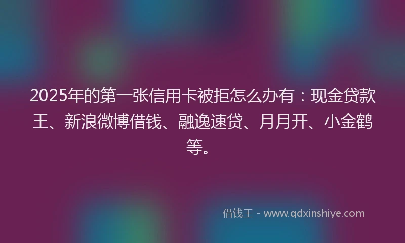 2025年的第一张信用卡被拒怎么办有：现金贷款王、新浪微博借钱、融逸速贷、月月开、小金鹤等。