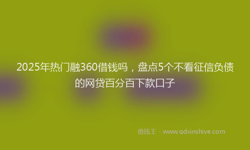 2025年热门融360借钱吗，盘点5个不看征信负债的网贷百分百下款口子