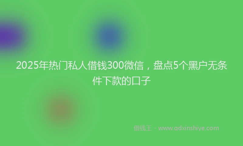 2025年热门私人借钱300微信，盘点5个黑户无条件下款的口子