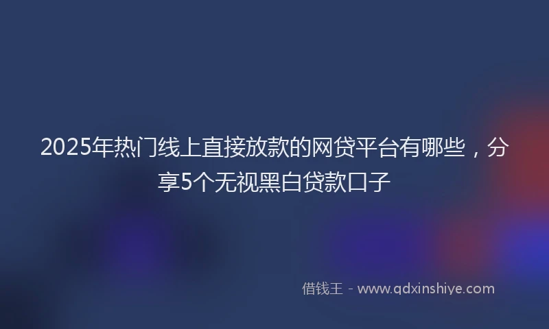 2025年热门线上直接放款的网贷平台有哪些，分享5个无视黑白贷款口子
