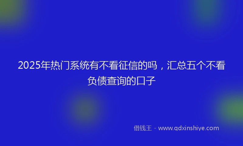 2025年热门系统有不看征信的吗，汇总五个不看负债查询的口子