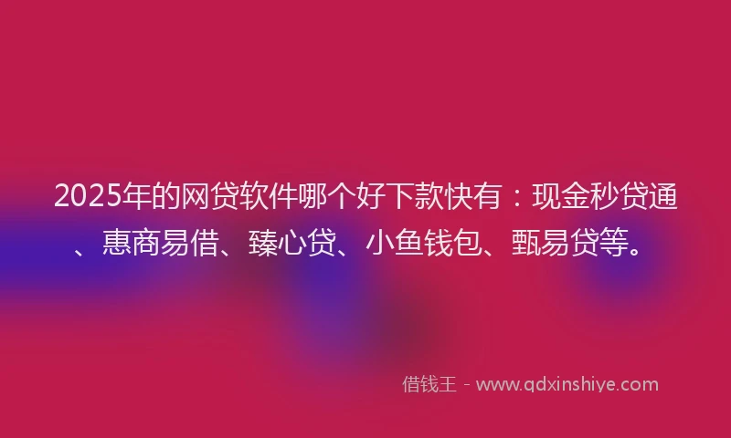 2025年的网贷软件哪个好下款快有：现金秒贷通、惠商易借、臻心贷、小鱼钱包、甄易贷等。
