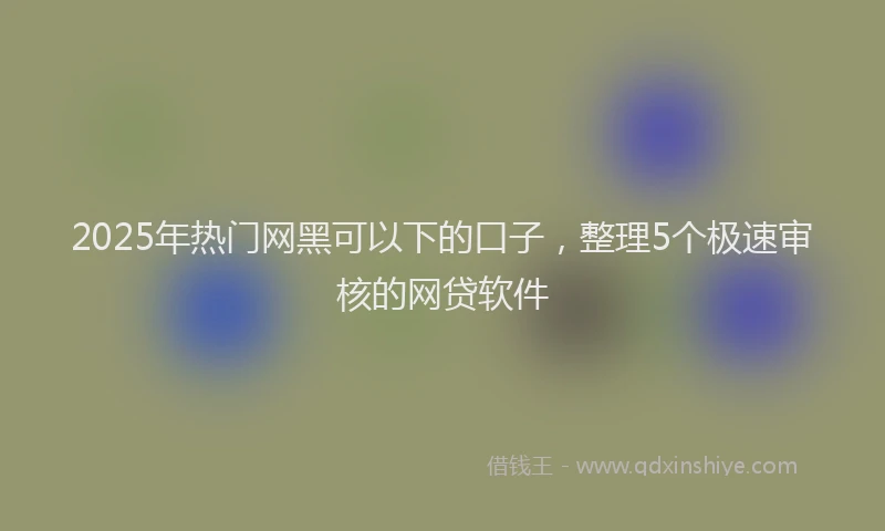 2025年热门网黑可以下的口子，整理5个极速审核的网贷软件