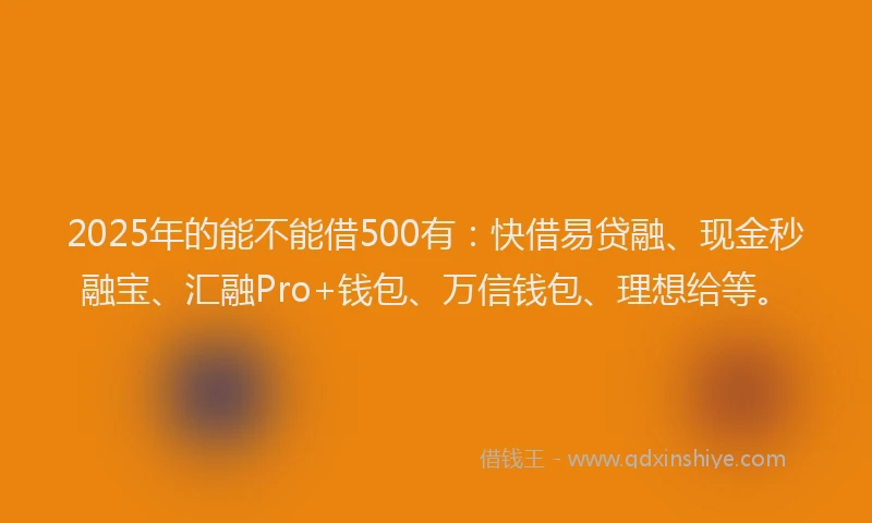 2025年的能不能借500有：快借易贷融、现金秒融宝、汇融Pro+钱包、万信钱包、理想给等。