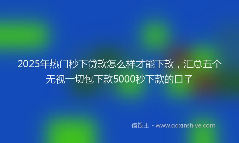 2025年热门秒下贷款怎么样才能下款，汇总五个无视一切包下款5000秒下款的口子