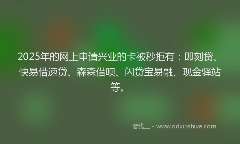 2025年的网上申请兴业的卡被秒拒有：即刻贷、快易借速贷、森森借呗、闪贷宝易融、现金驿站等。