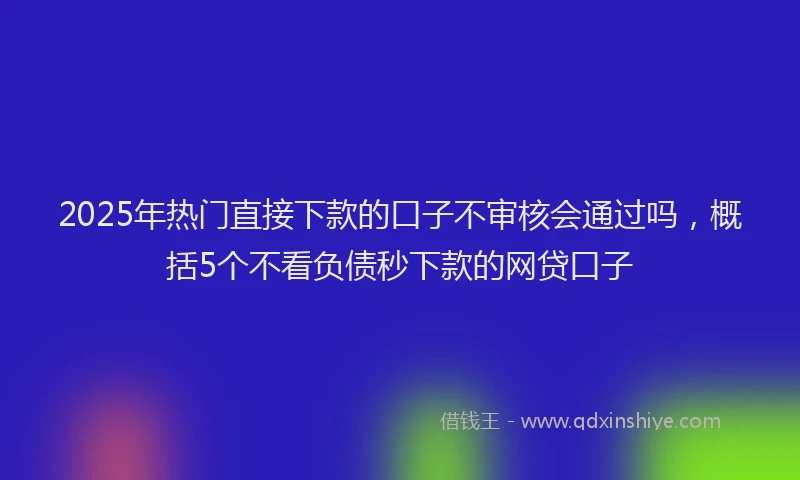 2025年热门直接下款的口子不审核会通过吗，概括5个不看负债秒下款的网贷口子