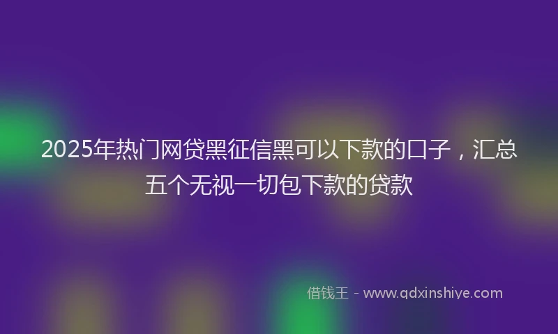 2025年热门网贷黑征信黑可以下款的口子，汇总五个无视一切包下款的贷款