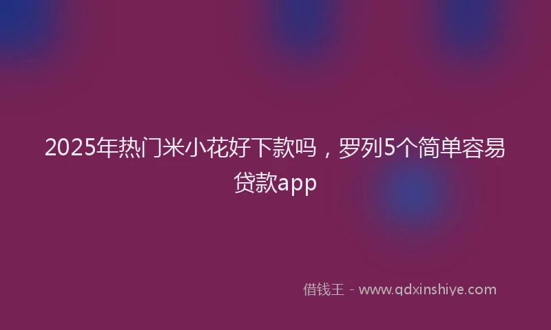 2025年热门米小花好下款吗，罗列5个简单容易贷款app