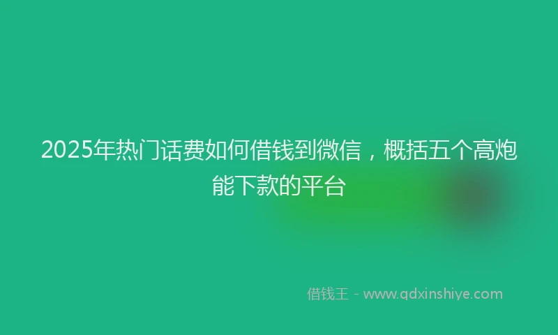 2025年热门话费如何借钱到微信，概括五个高炮能下款的平台