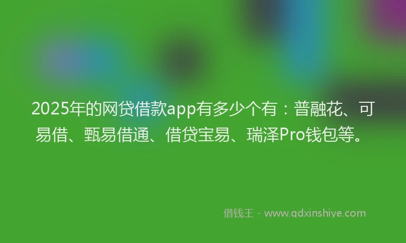 2025年的网贷借款app有多少个有：普融花、可易借、甄易借通、借贷宝易、瑞泽Pro钱包等。