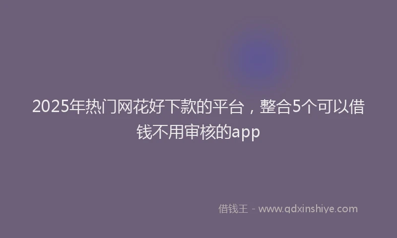 2025年热门网花好下款的平台，整合5个可以借钱不用审核的app