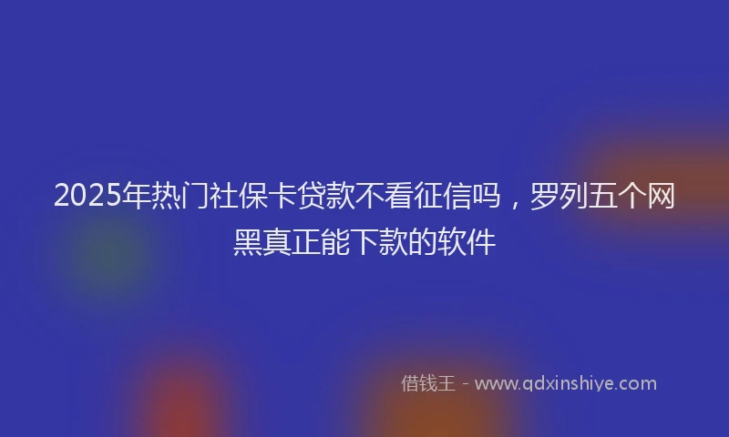 2025年热门社保卡贷款不看征信吗，罗列五个网黑真正能下款的软件