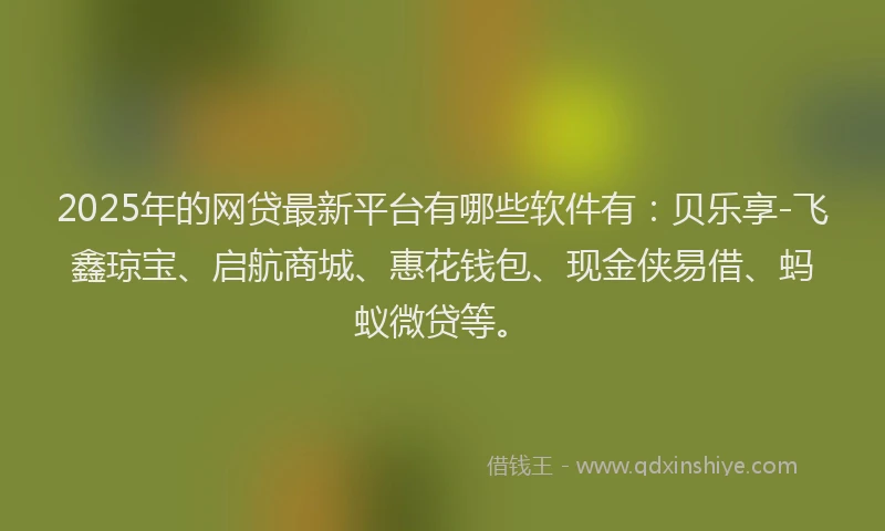 2025年的网贷最新平台有哪些软件有：贝乐享-飞鑫琼宝、启航商城、惠花钱包、现金侠易借、蚂蚁微贷等。