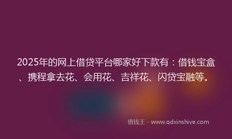 2025年的网上借贷平台哪家好下款有：借钱宝盒、携程拿去花、会用花、吉祥花、闪贷宝融等。
