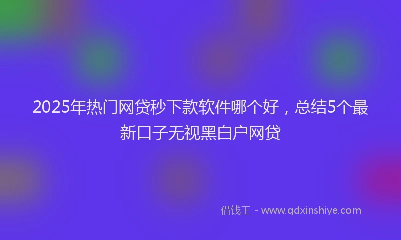 2025年热门网贷秒下款软件哪个好，总结5个最新口子无视黑白户网贷